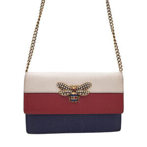 Gucci Tricolor Queen Margaret Bee Chain Wallet Bifold Long